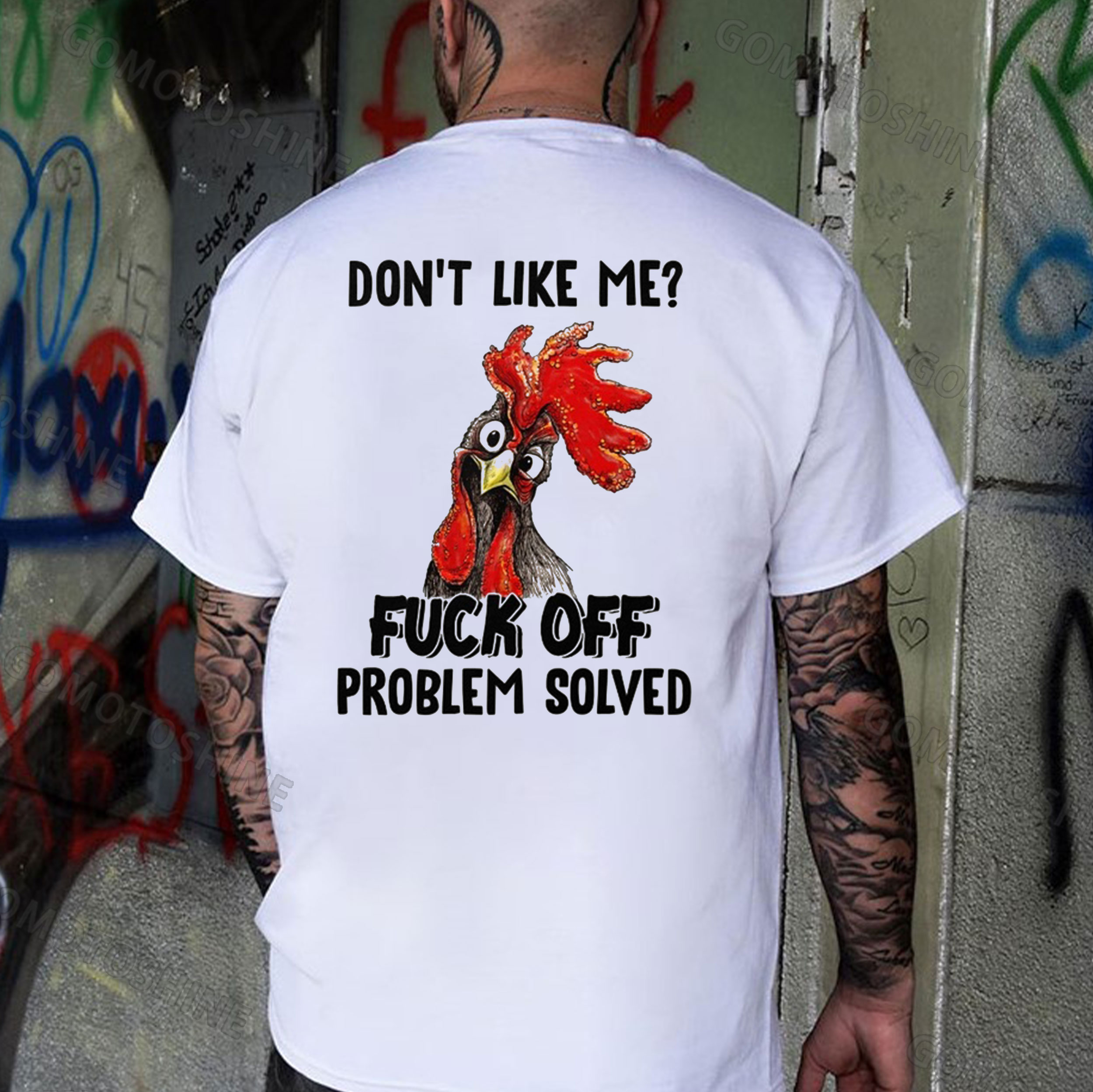 DON'T LIKE ME FUCK OFF Rooster Print Men's T-Shirt