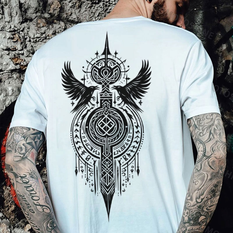 Crow Of Time Print Men's T-Shirt