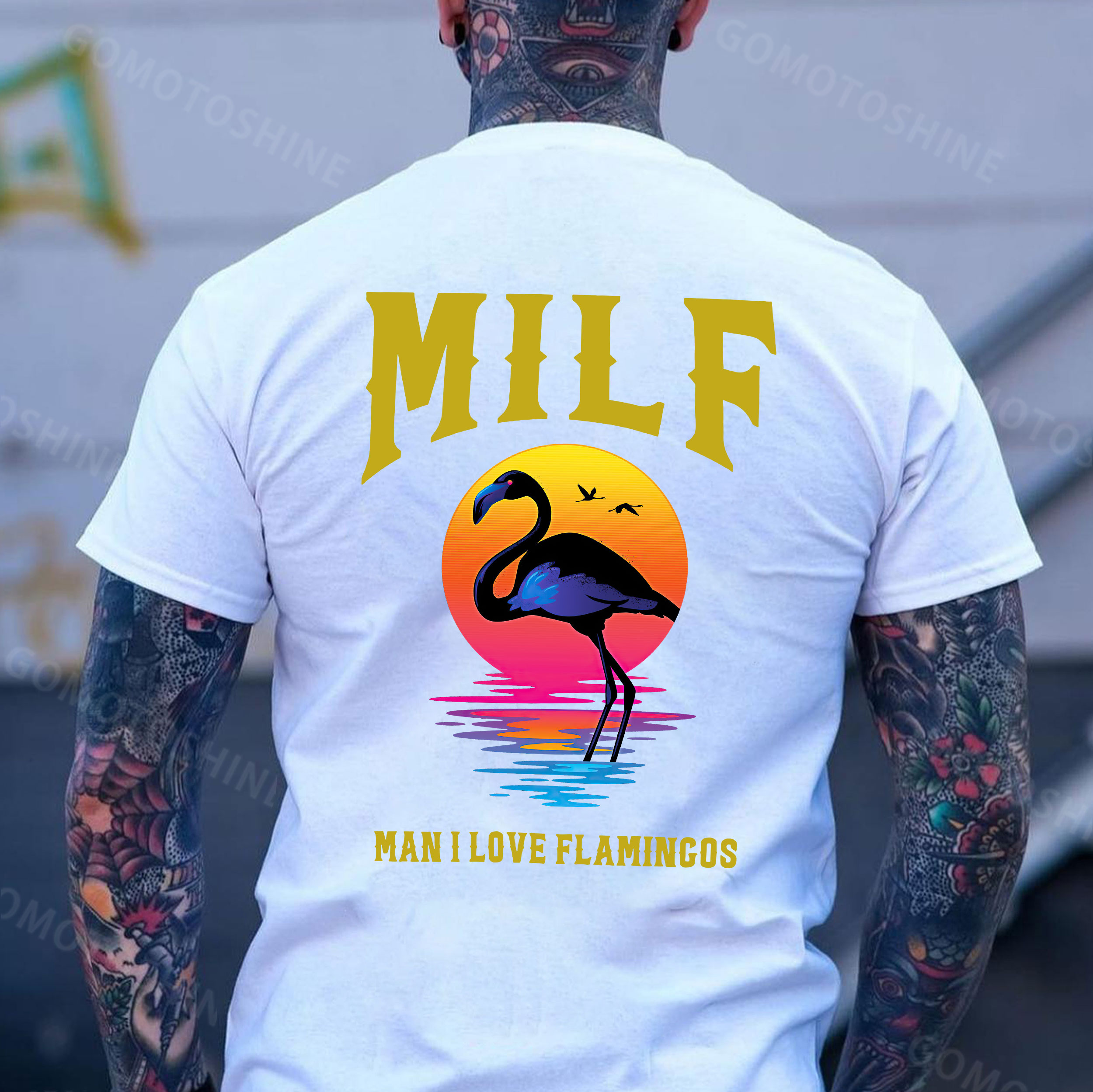 MILF MAN I LOVE FLAMINGOS Print Men's T-Shirt