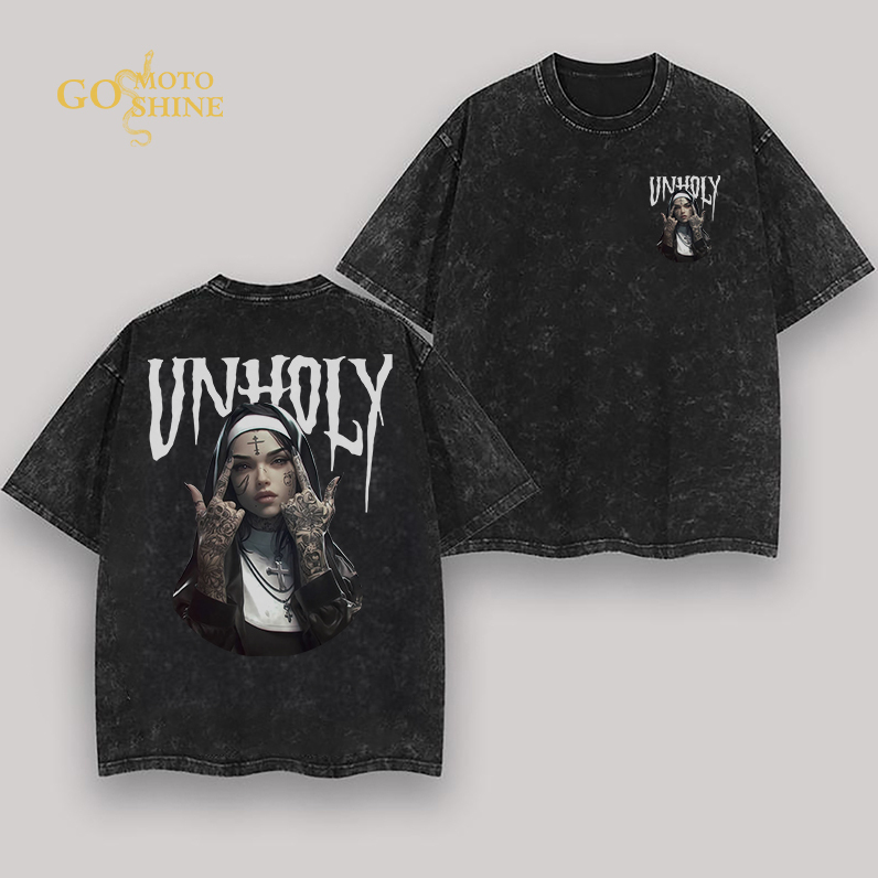 UNHOLY Defiant Nun Men's Washed T-shirt