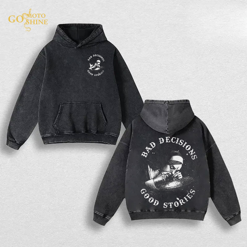 BAD DECISIONS GOOD STORIES Smoking Nun Men's Washed Hoodie
