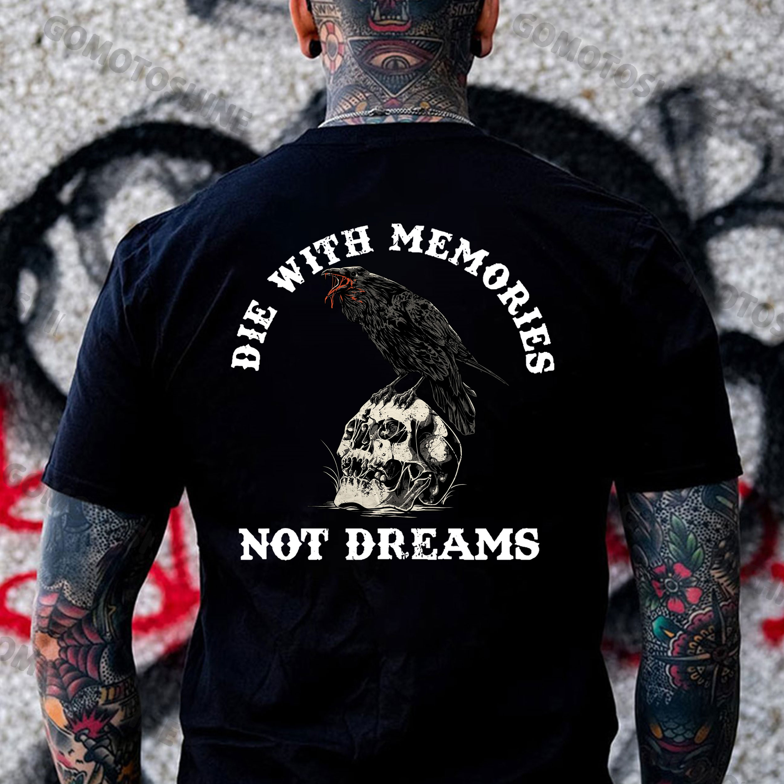 DIE WITH MEMORIES NOT DREAMS Crow&Skull Print Men's T-Shirt