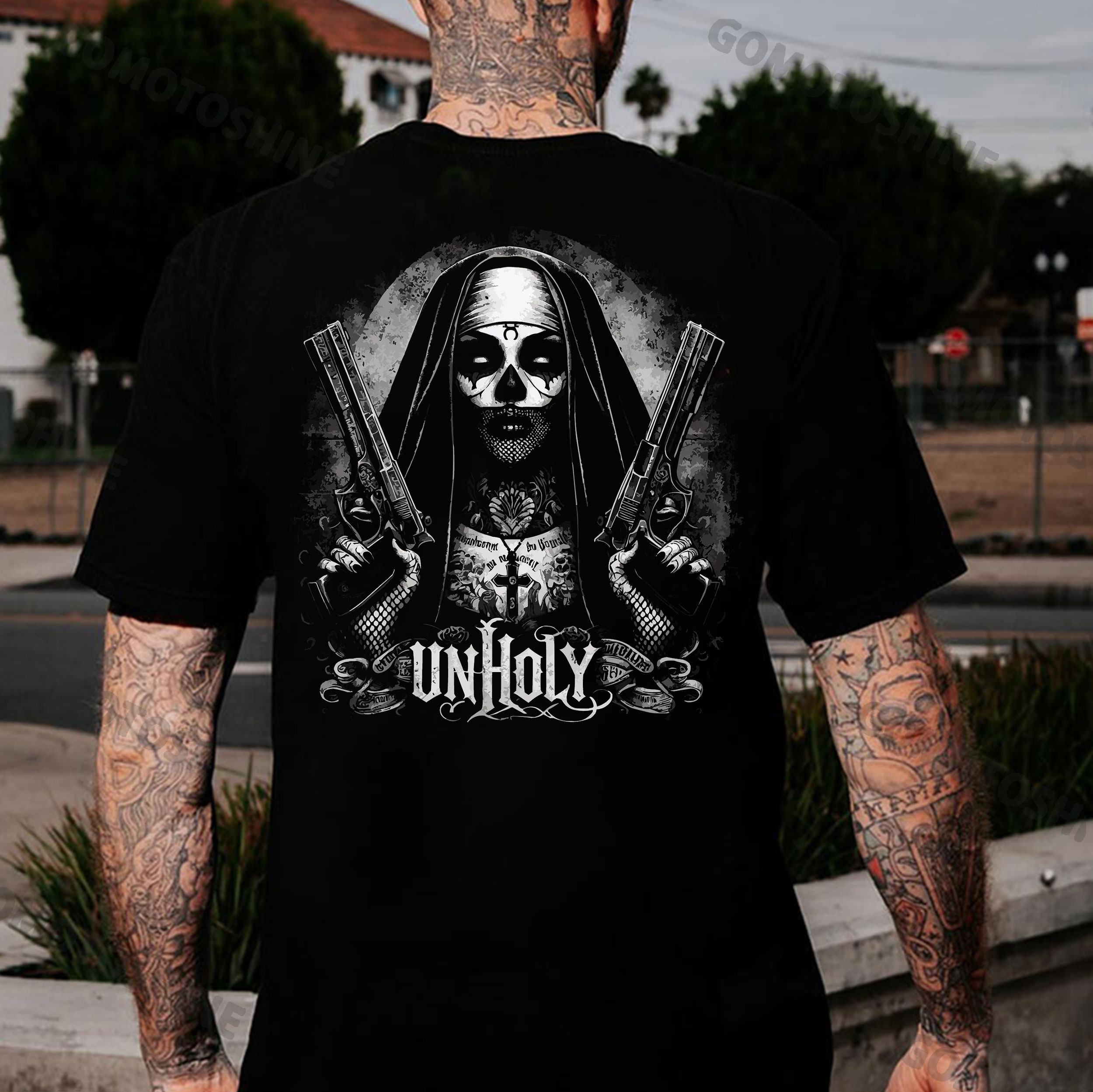 UNHOLY Gangster Nun Print Men's T-Shirt