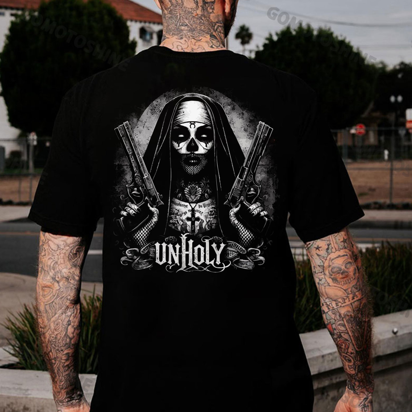 UNHOLY Gangster Nun Print Men's T-Shirt