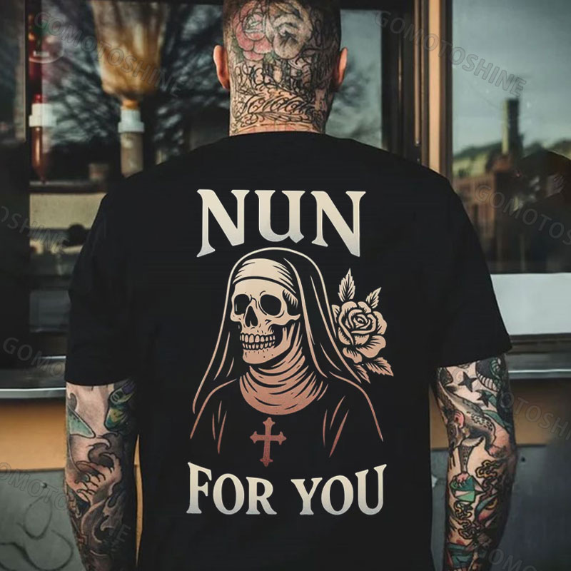NUN FOR YOU Skeleton Nun Print Men's T-Shirt