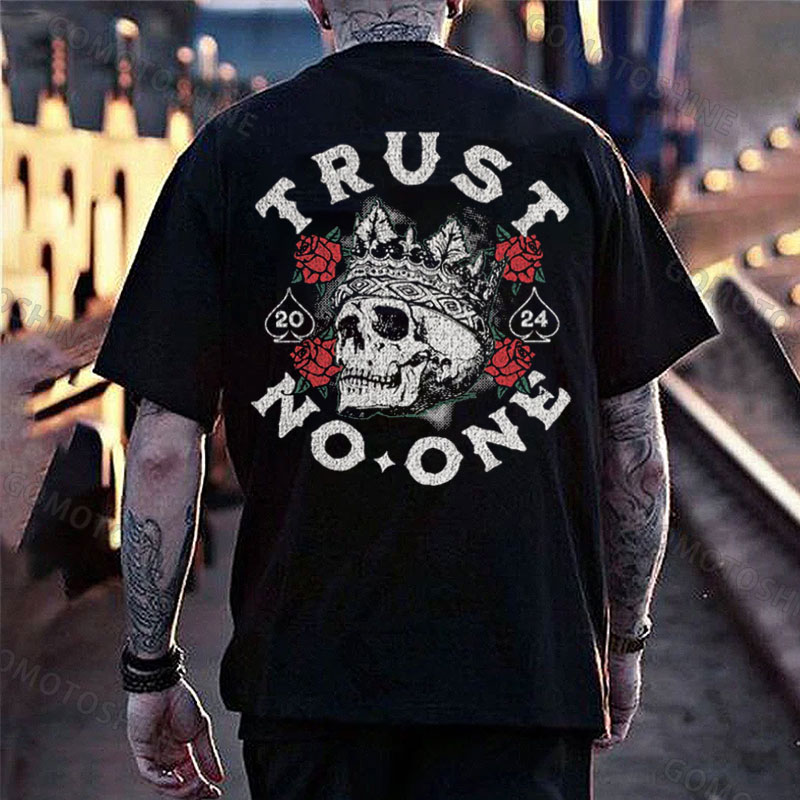 TRUST NO ONE King's Skull Print Men's T-Shirt