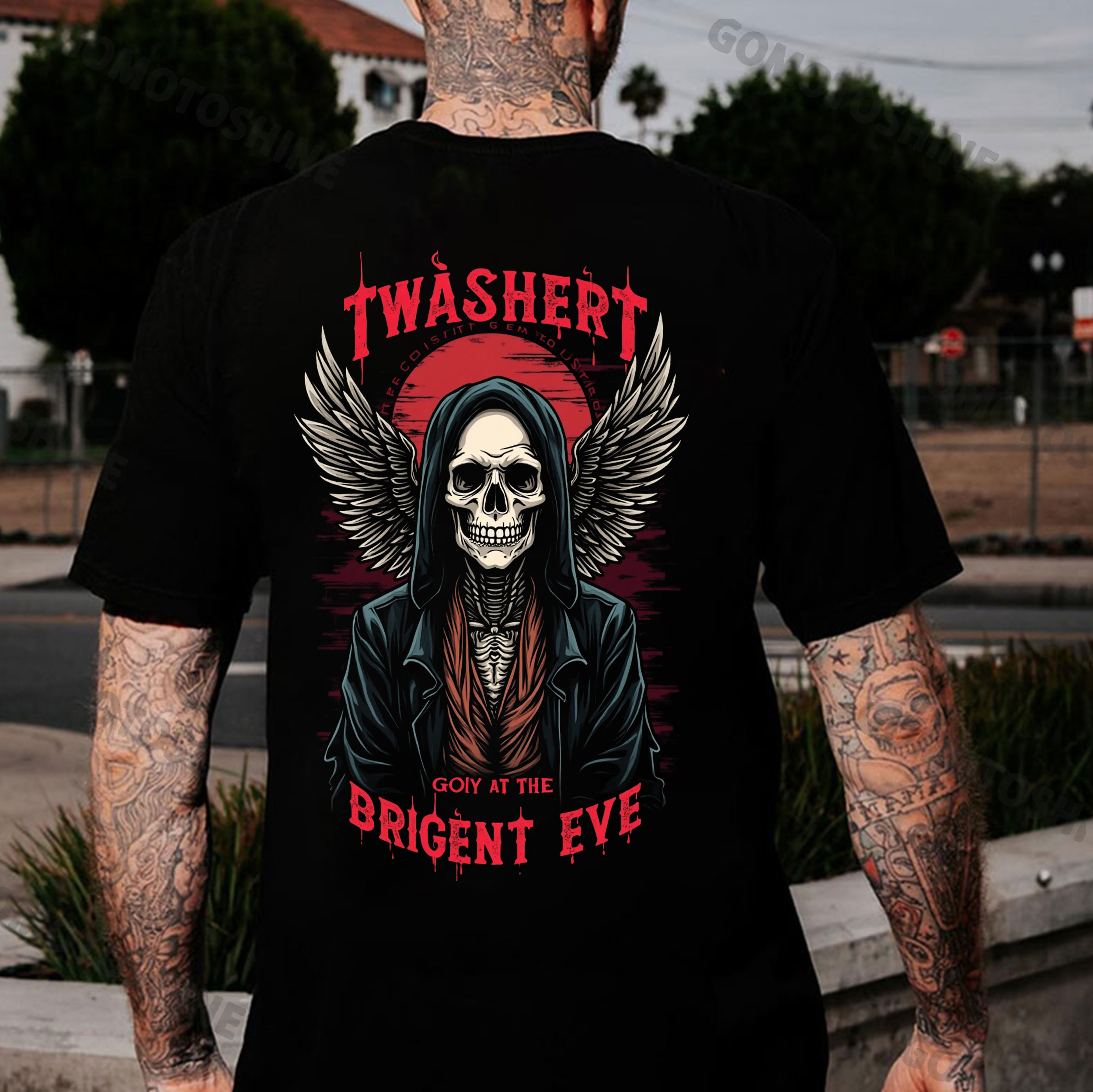 TWASHERT BRIGENT EVE Skeleton Print Men's T-Shirt