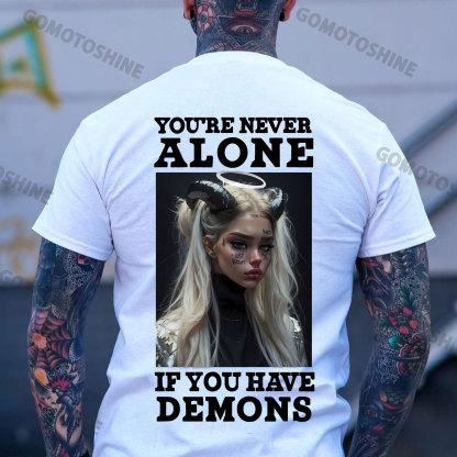 YOU'RE NEVER ALONE IF YOU HAVE DEMONS Gloomy Devil Girl Print Men's T-Shirt