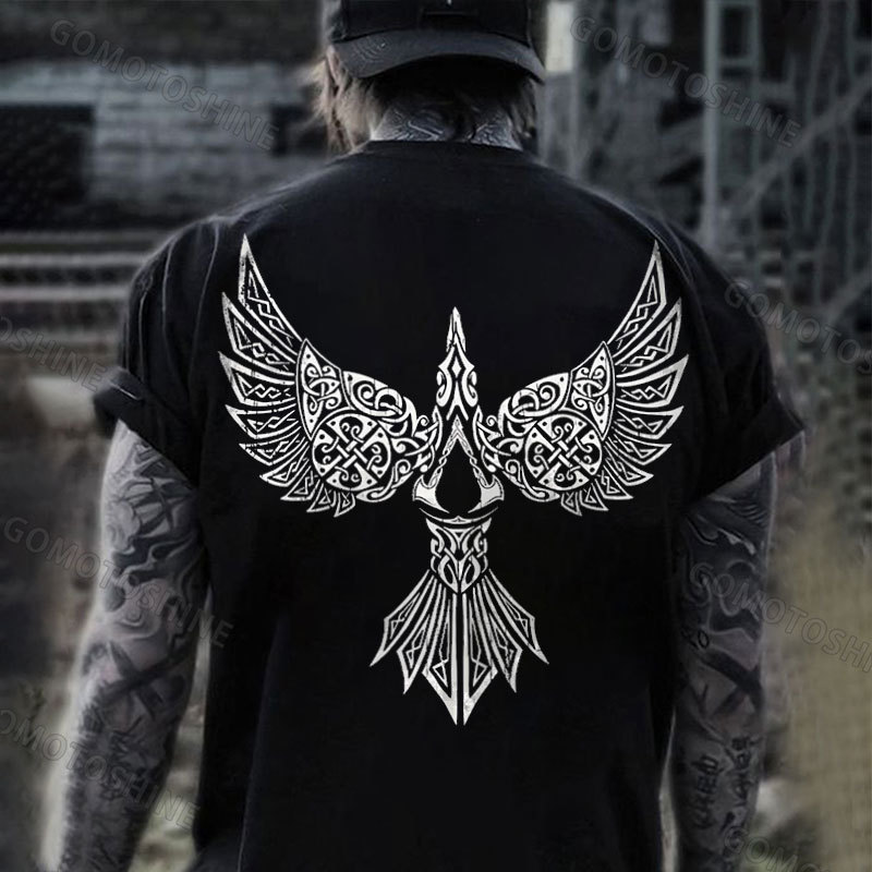 Runes Crow Print Men's T-Shirt