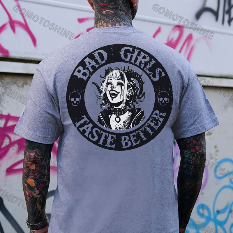 BAD GIRLS TASTE BETTER Laughing Devil Girl Print Men's T-Shirt