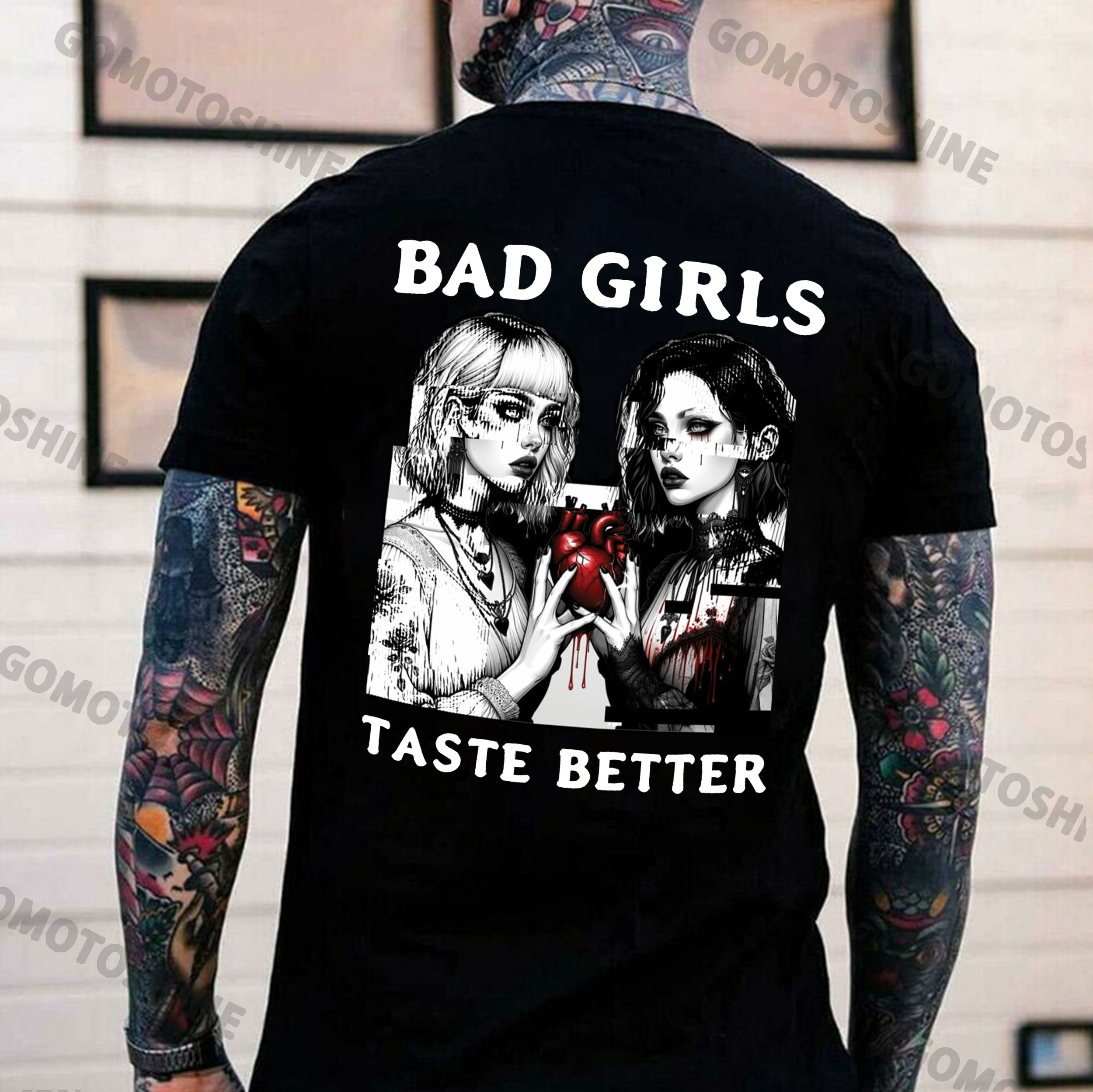 BAD GIRLS TASTE BETTER Evil Devil Girl Print Men's T-Shirt