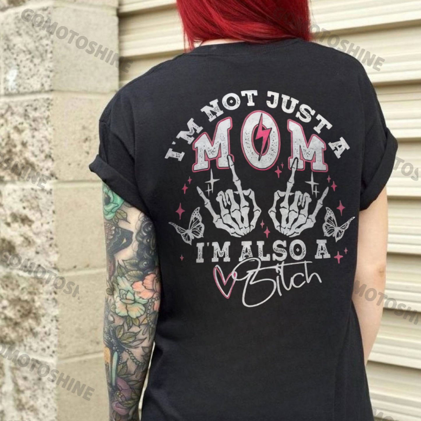 I'M NOT JUST A MOM I'M ALSO A BITCH Defiant Bone Hand Print Women's T-shirt
