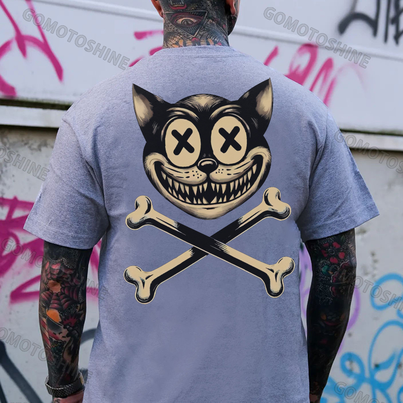 Cat Skull Print Men's T-Shirt