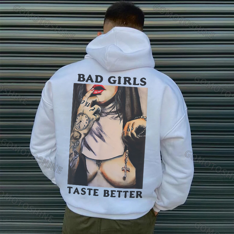 BAD GIRLS TASTE BETTER Sexy Naked Nun Print Men's Hoodie