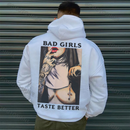 BAD GIRLS TASTE BETTER Sexy Naked Nun Print Men's Hoodie