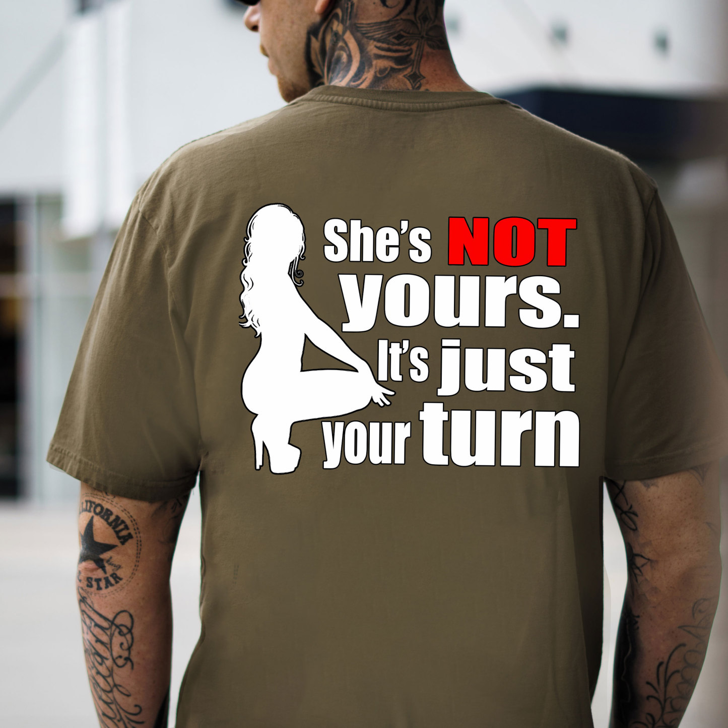 SHE'S NOT YOURS IT'S JUST YOUR TURN Naked Lady Print Men's T-shirt Image - 7