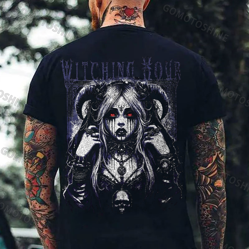 WITCHING HOUR Gloomy Witch Print Men's T-Shirt
