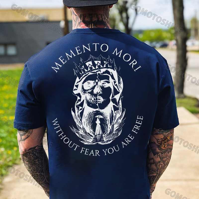 MEMENTO MORI WITHOUT FEAR YOU ARE FREE Skull Queen Print Men's T-shirt