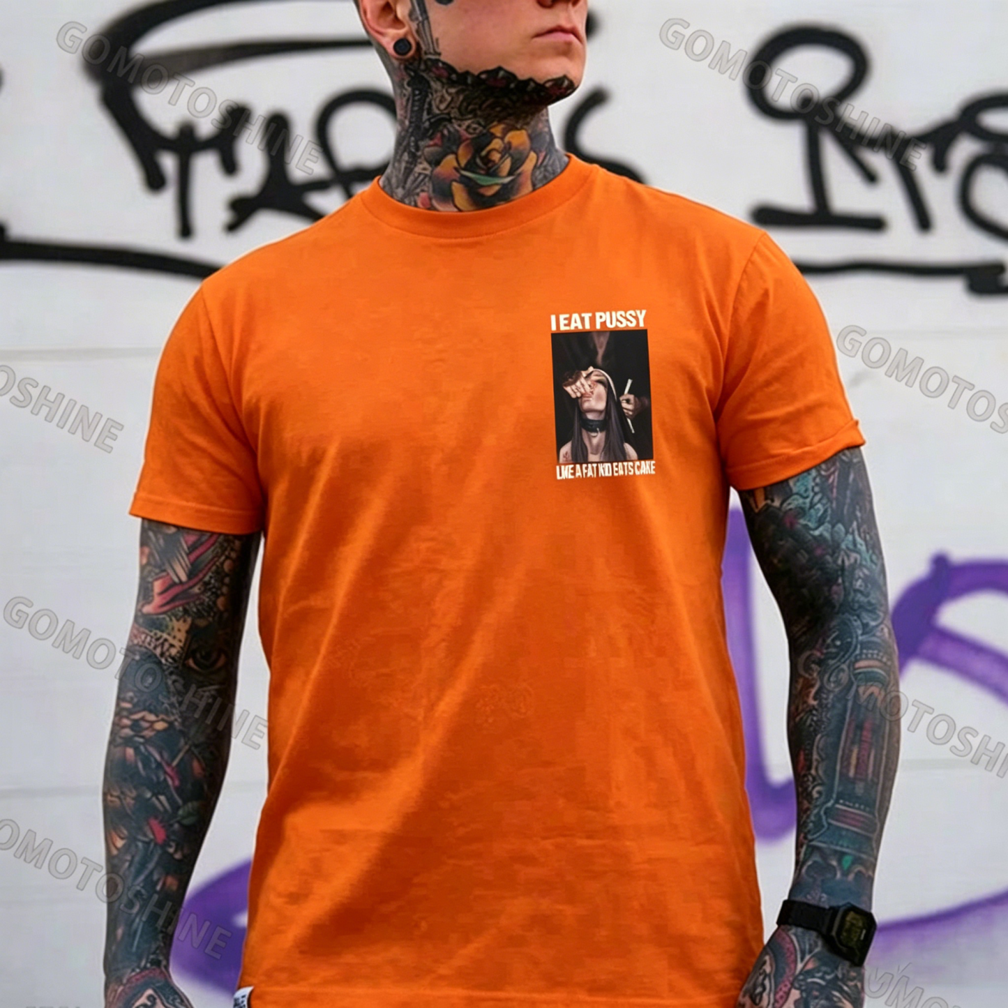 I EAT PUSSY LIKE A FAT KID EATS CAKE Suck Finger Nun Print Men's T-shirt