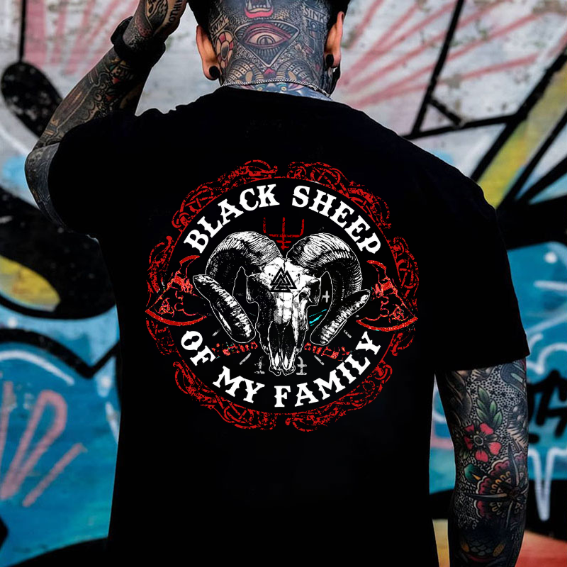 BLACK SHEEP OF MY FAMILY Evil Sheep Print Men's T-shirt