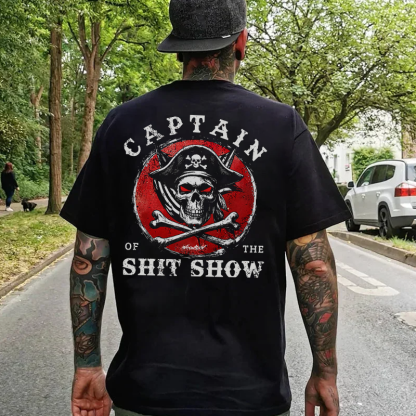 CAPTAIN SHIT SHOW Skull Print Men's T-shirt