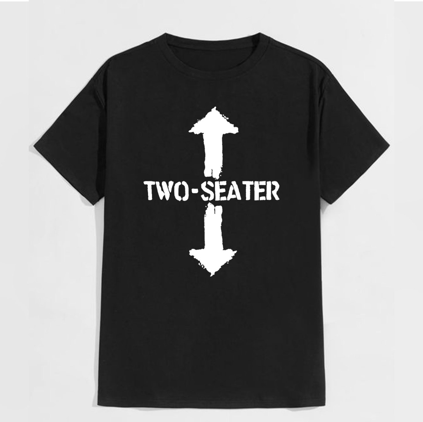 TWO-SEATER Double Arrow Simple Casual Graphic Black Print T-shirt