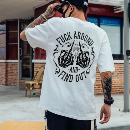 FUCK AROUND AND FIND OUT Bones Black Print T-shirt