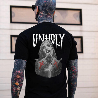 UNHOLY Defiant Nun Bad Religion Black Print T-shirt