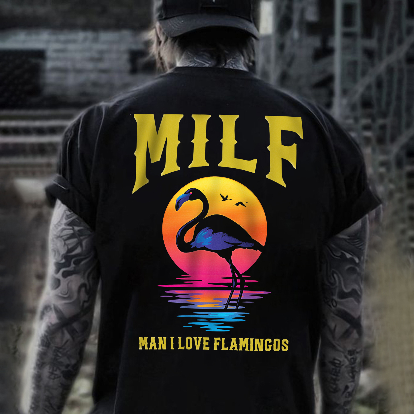 MILF MAN I LOVE FLAMINGOS Print Men's T-Shirt