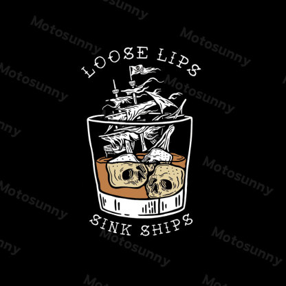 LOOSE LIPS SINK SHIPS Whisky Casual Black Print Hoodie
