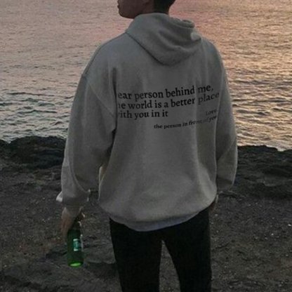 DEAR PERSON BEHIND ME Youth Letter Graphic Print Hoodie