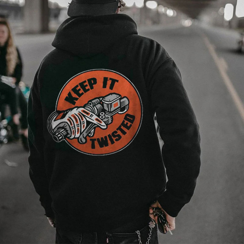 KEEP IT TWISTED Motor Head Graphic Black Print Hoodie