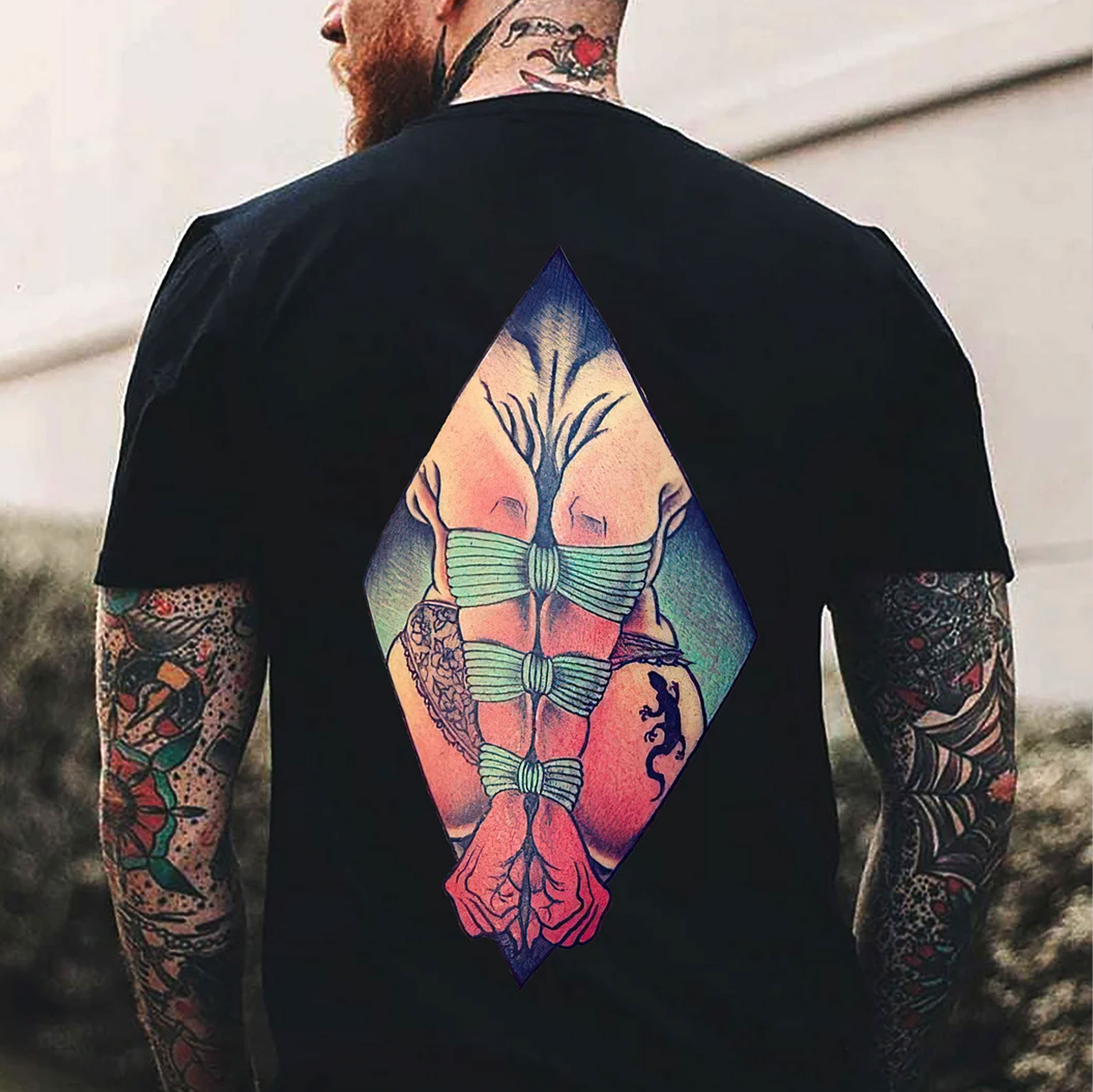 A Sexy Lady with Her Hands Tied Print T-shirt