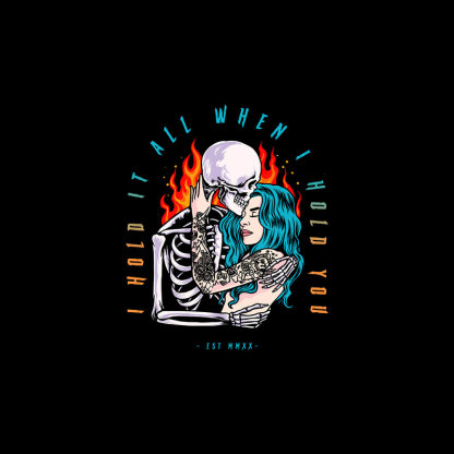 I HOLD IT ALL WHEN I HOLD YOU Lovers Black Print T-shirt