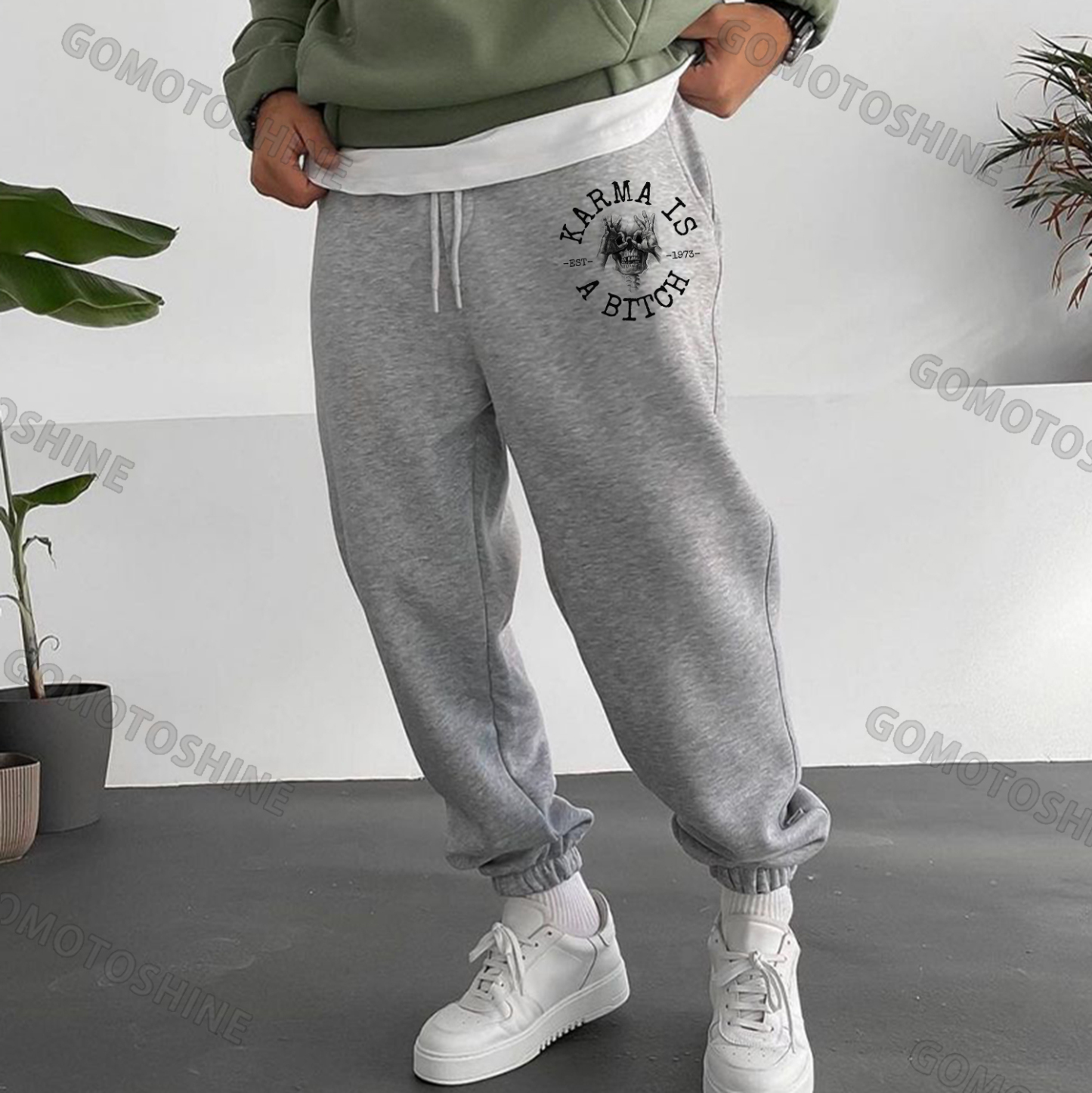 KARMA IS A BITCH Skull With OK Men's Print Sweatpants