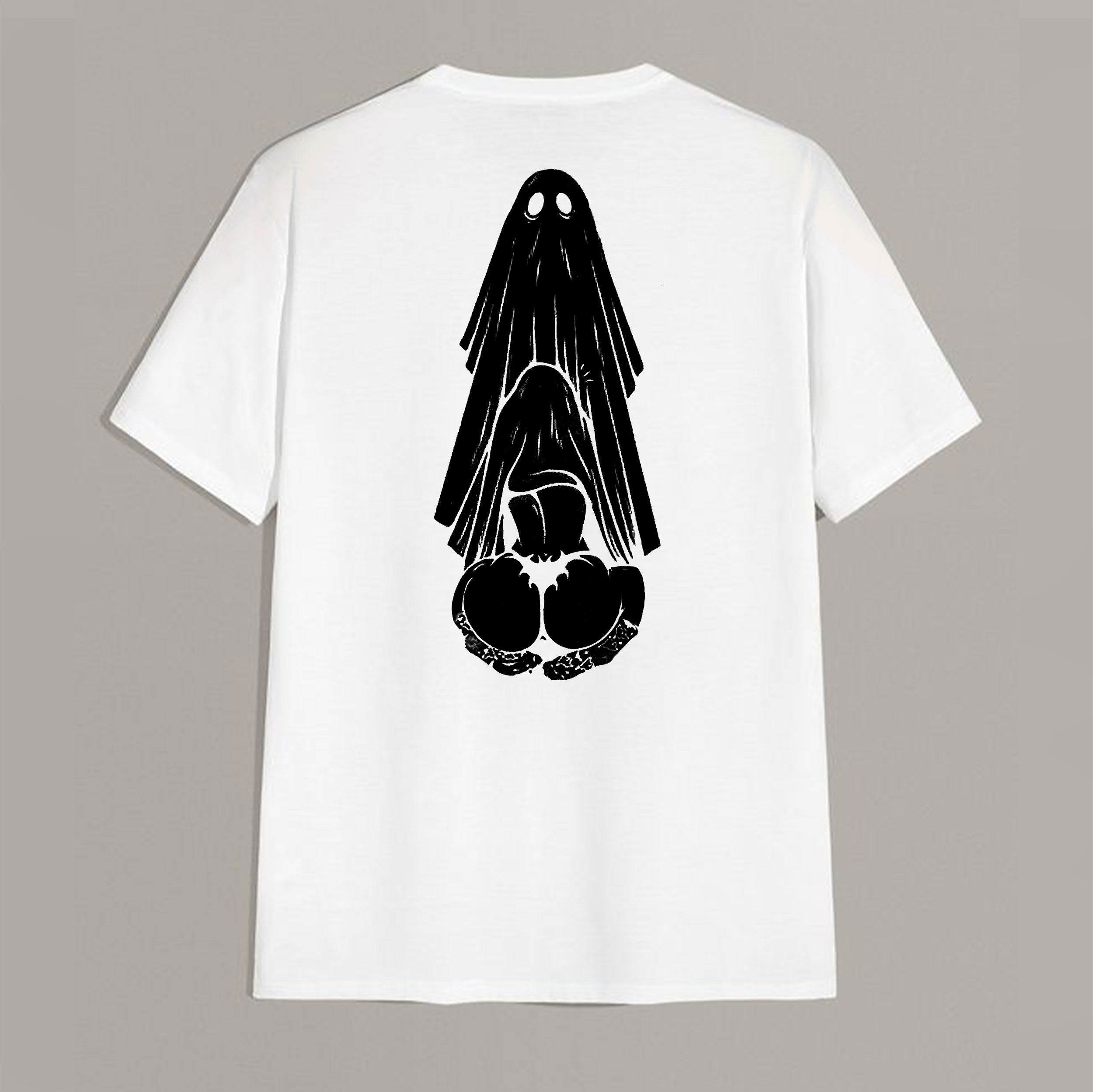 Oral Sex with Ghost Dirty Love Casual Black and White Print T-shirt