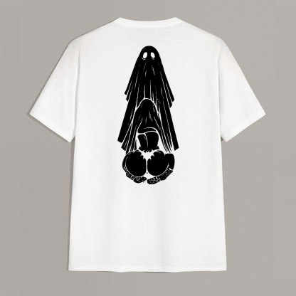 Oral Sex with Ghost Dirty Love Casual Black and White Print T-shirt