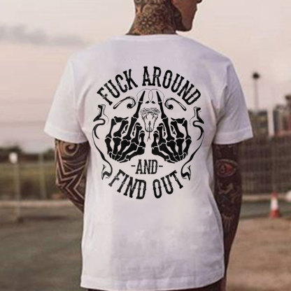FUCK AROUND AND FIND OUT Bones Black Print T-shirt