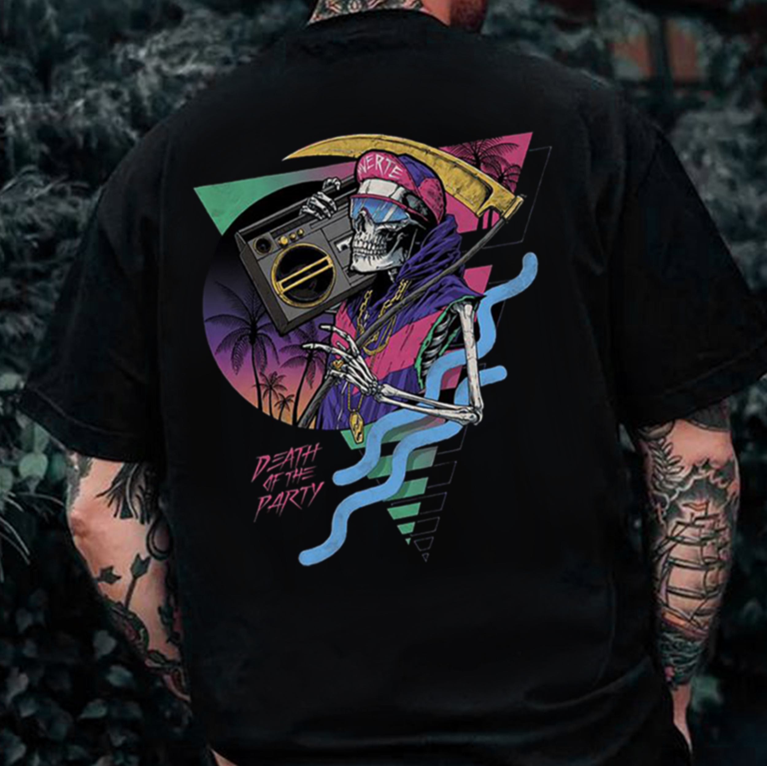 PEACH OF THE PARTY Skeleton Black Print T-shirt