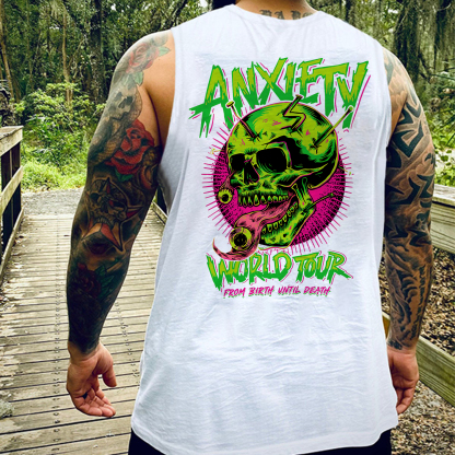 ANXIETY WORLD TOUR Skull Print Men's Vest