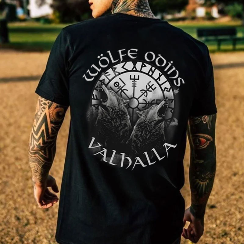 Rune Wolf Black Print T-shirt