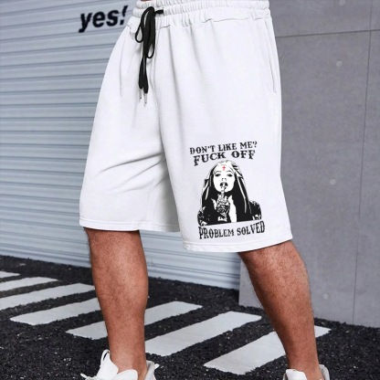 DON'T LIKE ME FUCK OFF Defiant Nun Print Men's Shorts