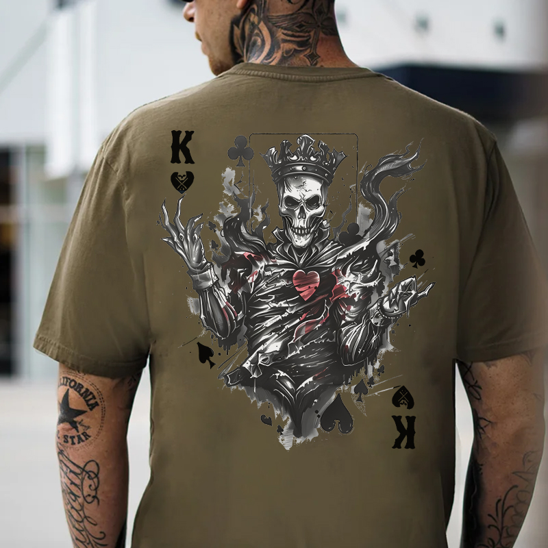 Poker K Skeleton King Print Men's T-Shirt