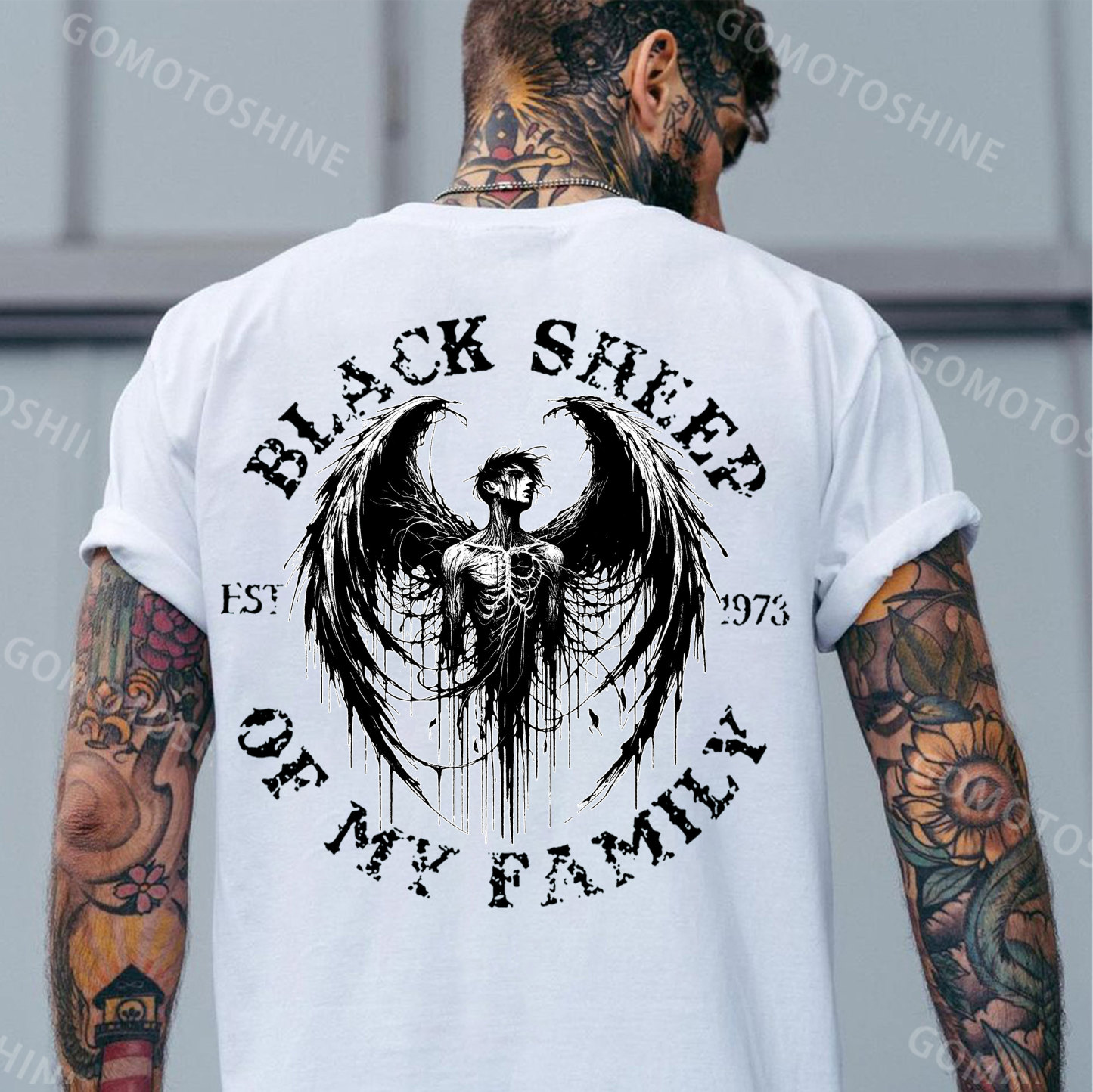 BLACK SHEEP OF MY FAMILY Fallen Angel Print Men's T-Shirt