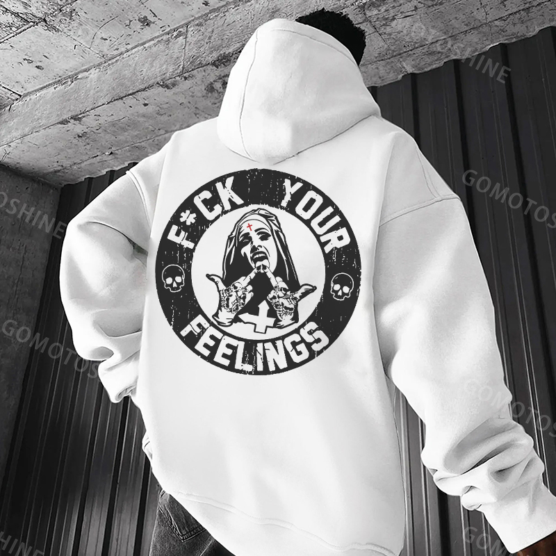 FUCK YOUR FEELINGS Defiant Nun Black Print Hoodie