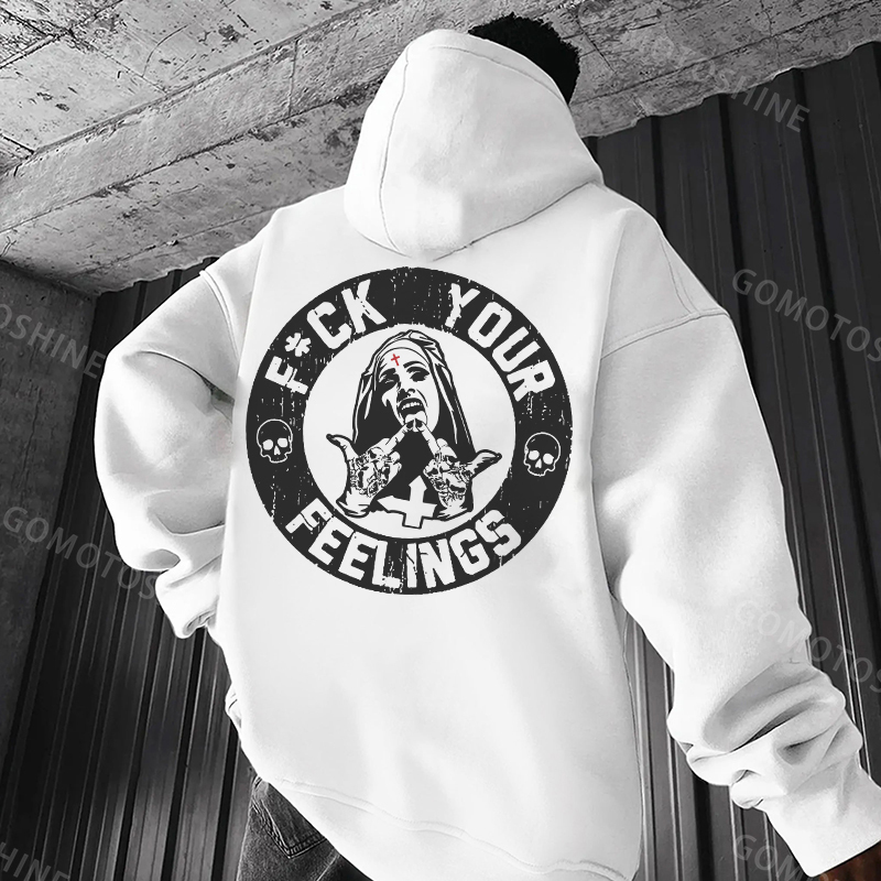 FUCK YOUR FEELINGS Defiant Nun Black Print Hoodie