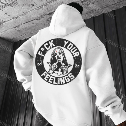 FUCK YOUR FEELINGS Defiant Nun Black Print Hoodie