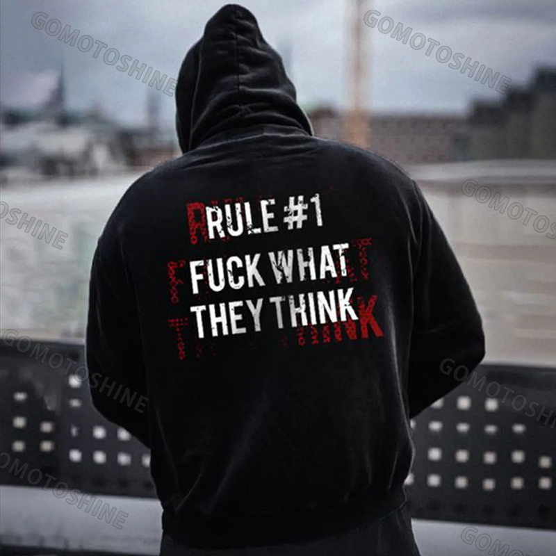 RUDE #1 FUCK WHAT THEY THINK Distressed Graphic Black Print Hoodie