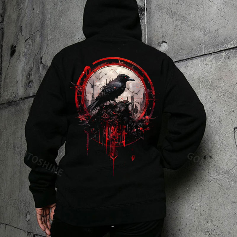 Doom Crow Print Men's Hoodie