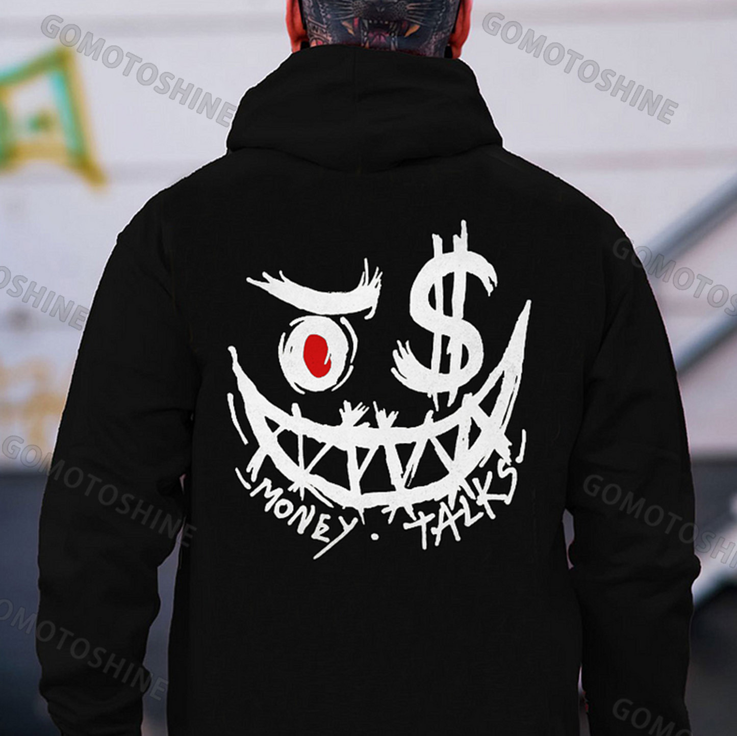 MONEY TALKS Evil Smile Emoji Print Men's Hoodie